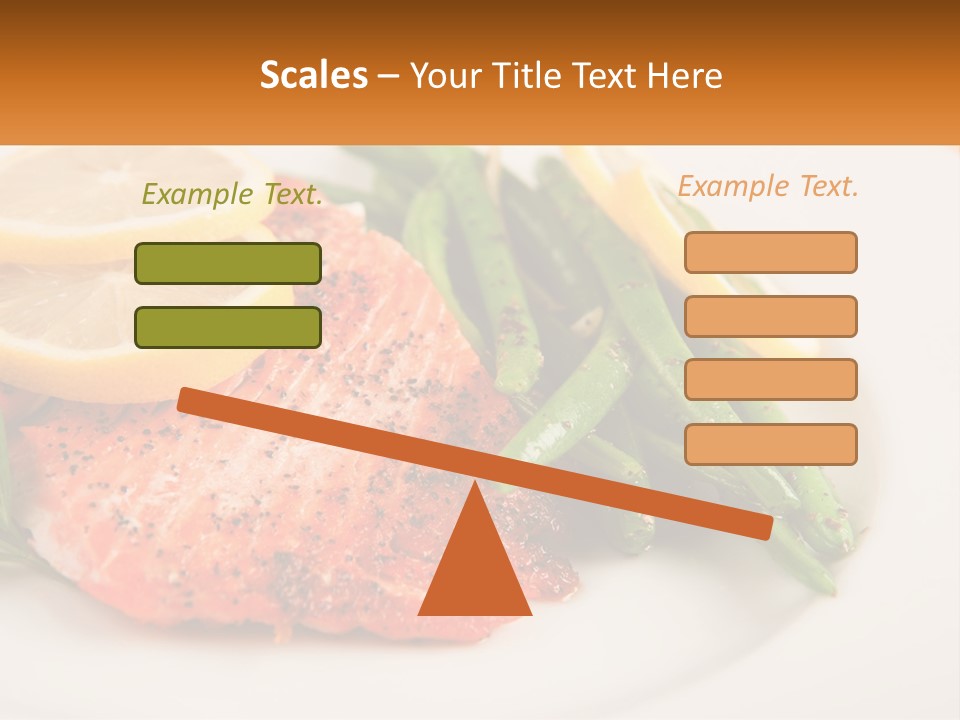 A Plate Of Salmon, Green Beans And Lemon Slices PowerPoint Template