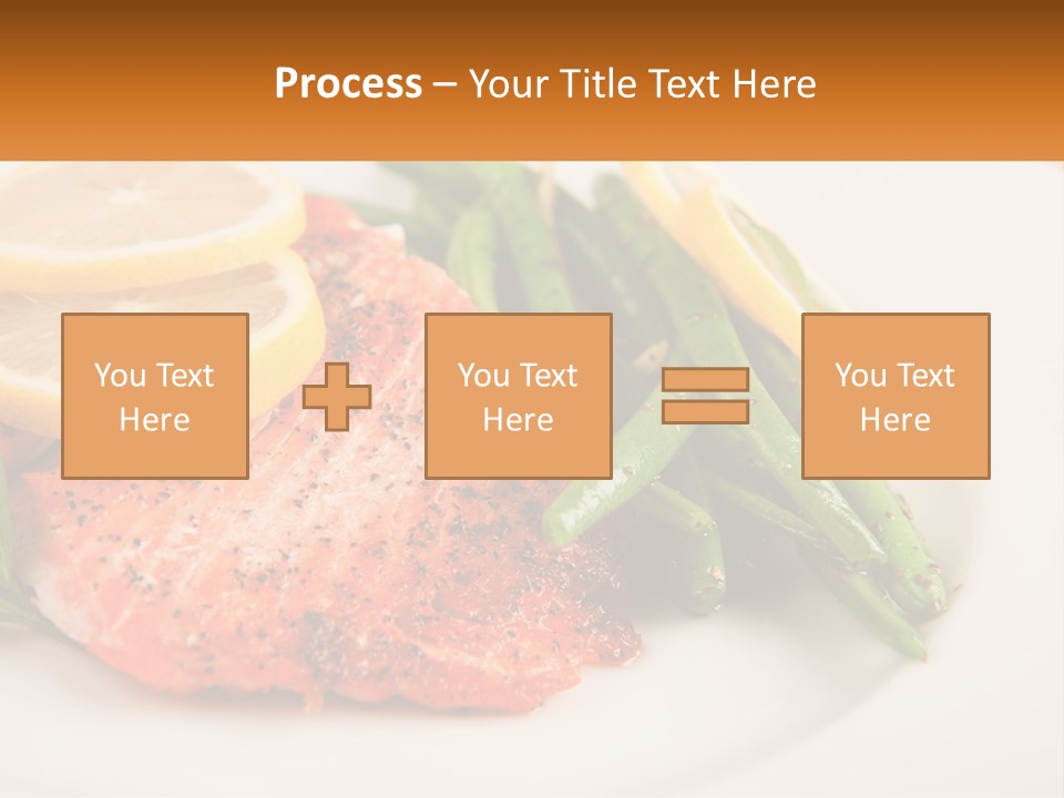 A Plate Of Salmon, Green Beans And Lemon Slices PowerPoint Template