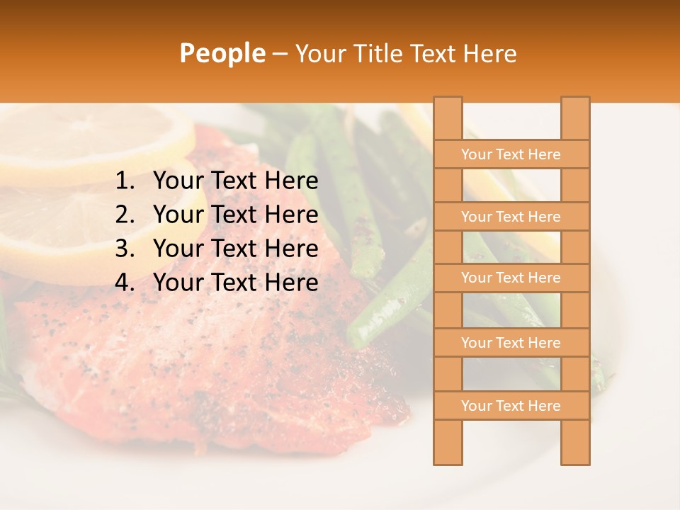 A Plate Of Salmon, Green Beans And Lemon Slices PowerPoint Template