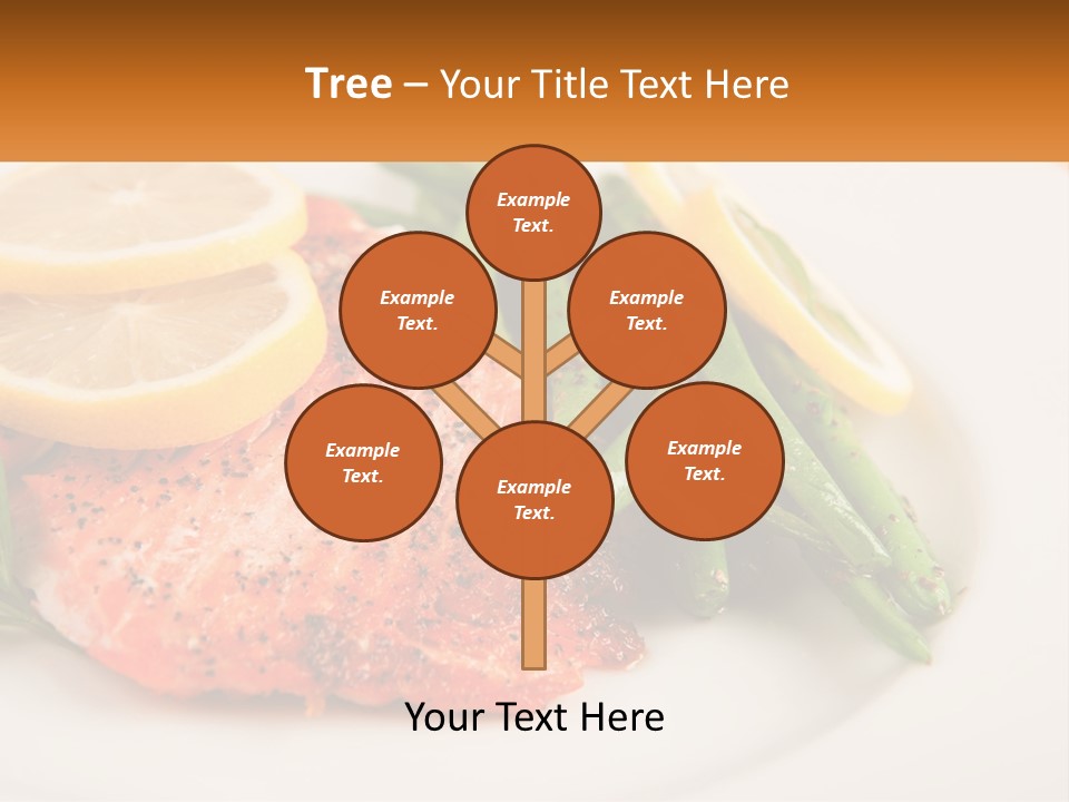A Plate Of Salmon, Green Beans And Lemon Slices PowerPoint Template