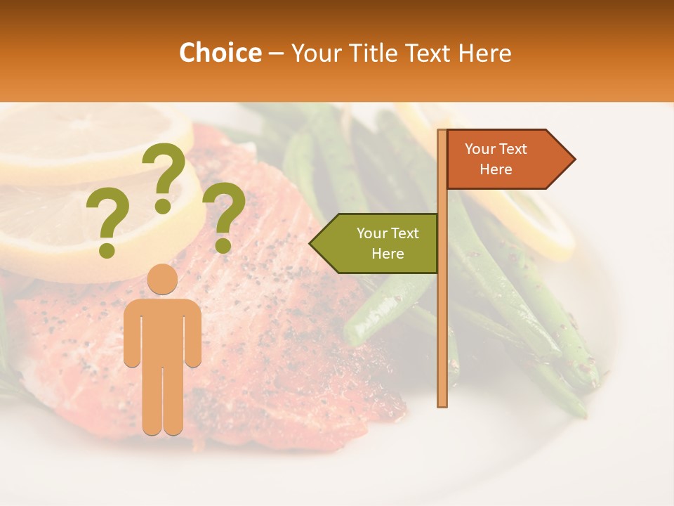 A Plate Of Salmon, Green Beans And Lemon Slices PowerPoint Template