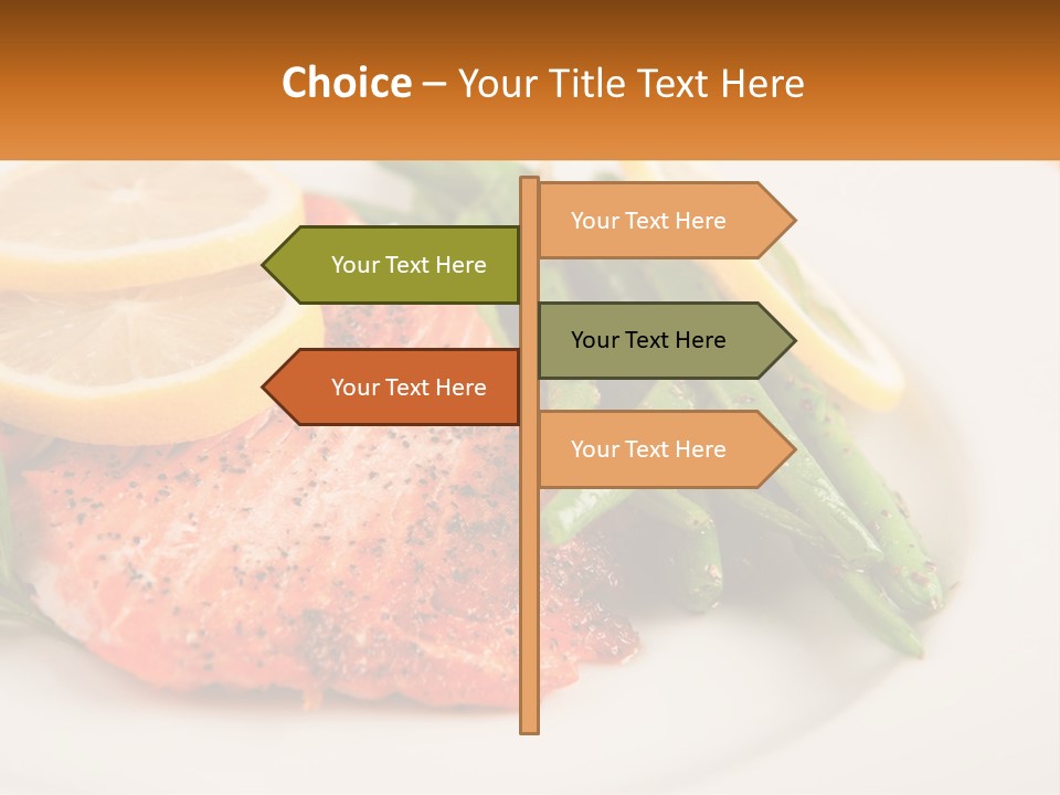 A Plate Of Salmon, Green Beans And Lemon Slices PowerPoint Template