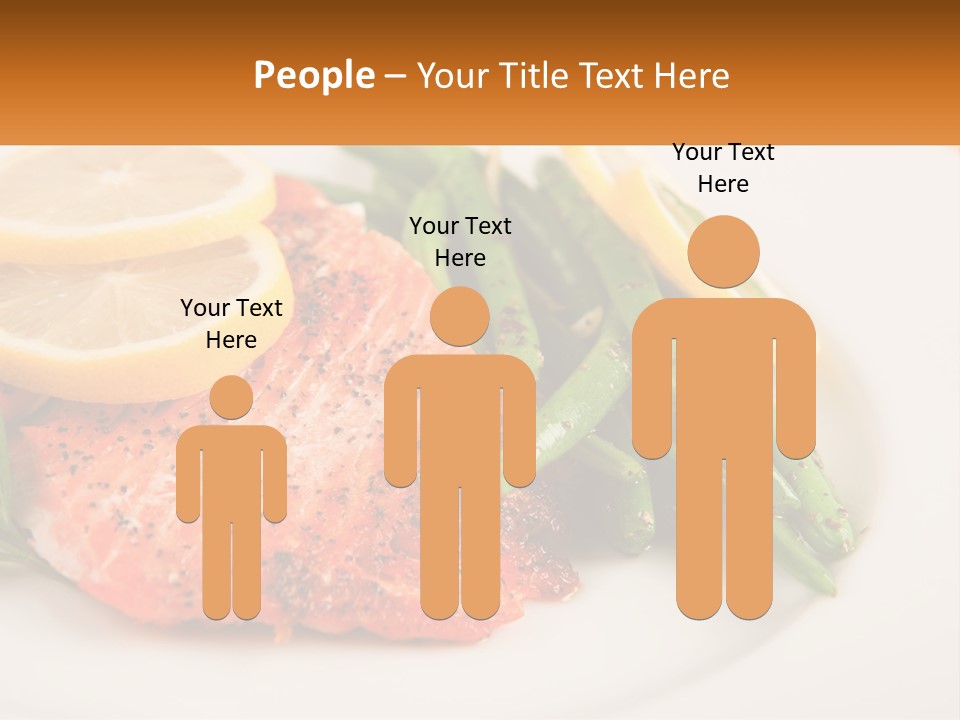 A Plate Of Salmon, Green Beans And Lemon Slices PowerPoint Template