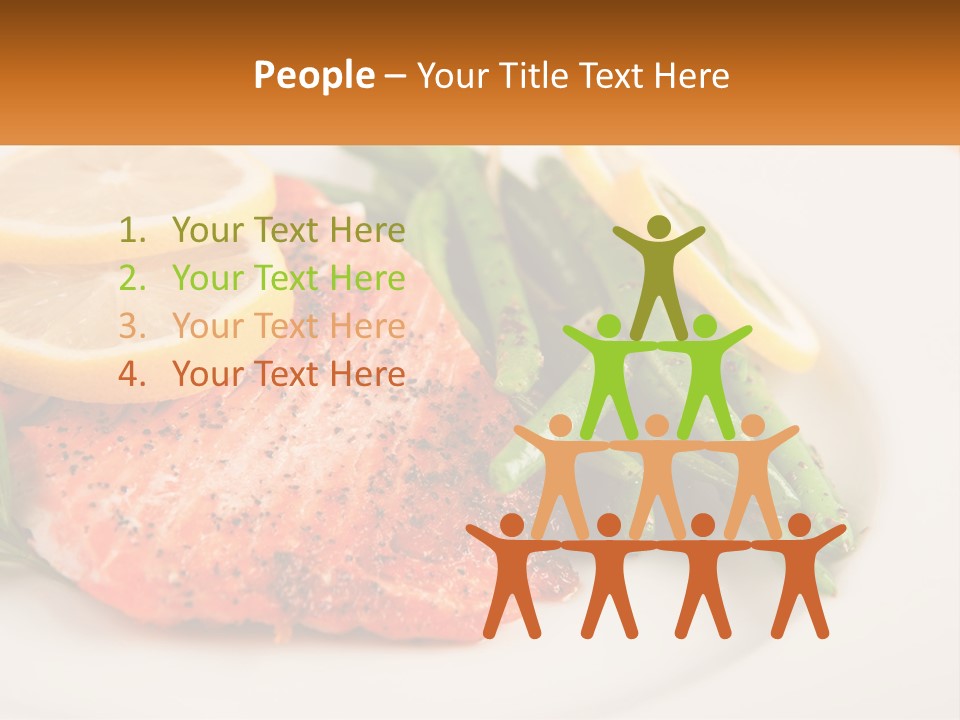 A Plate Of Salmon, Green Beans And Lemon Slices PowerPoint Template