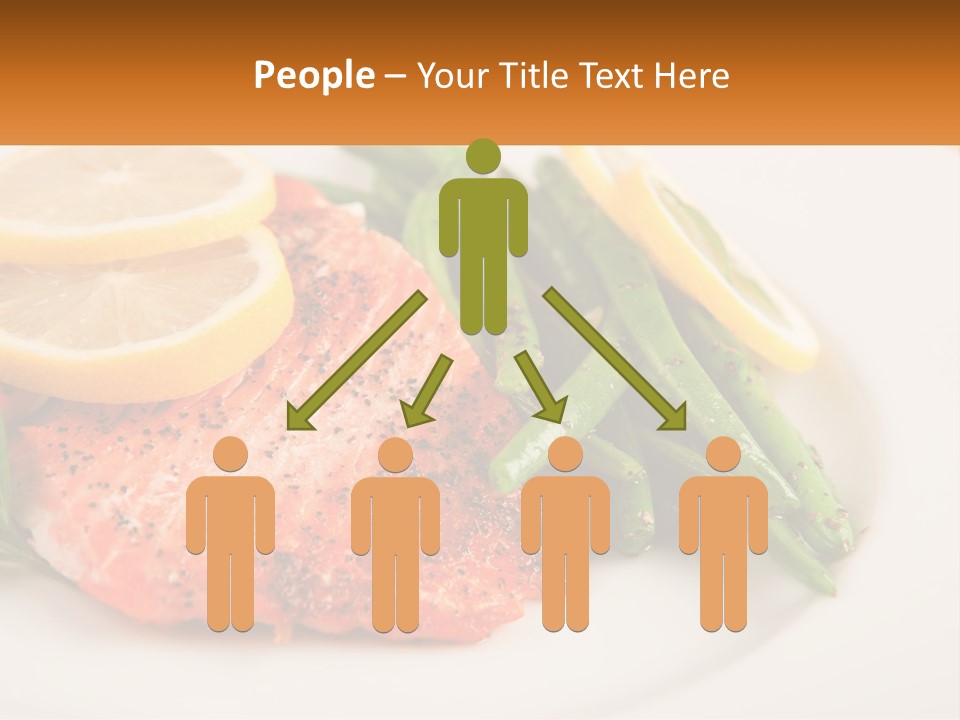 A Plate Of Salmon, Green Beans And Lemon Slices PowerPoint Template