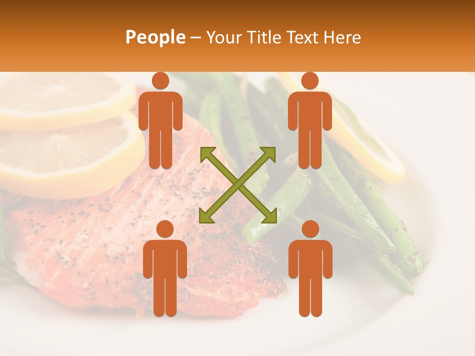 A Plate Of Salmon, Green Beans And Lemon Slices PowerPoint Template