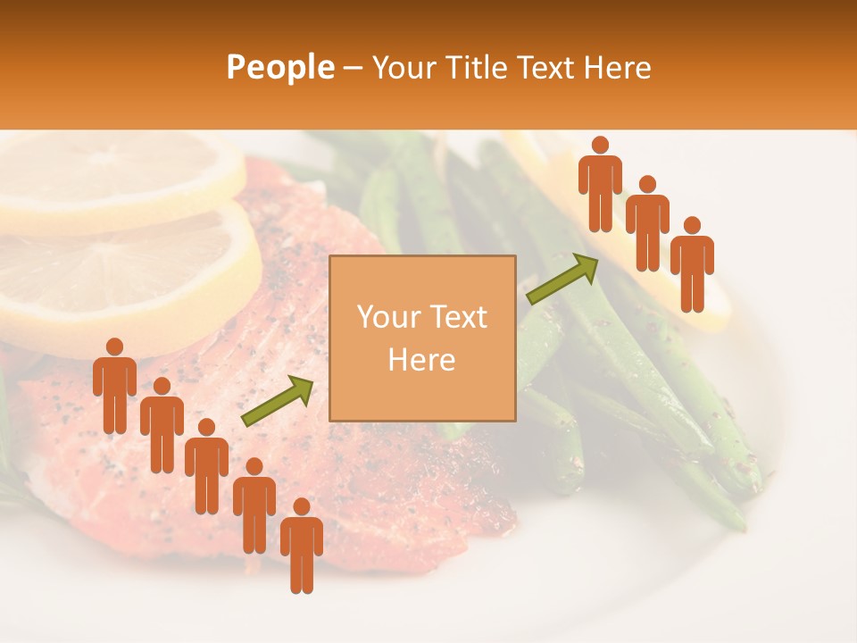A Plate Of Salmon, Green Beans And Lemon Slices PowerPoint Template