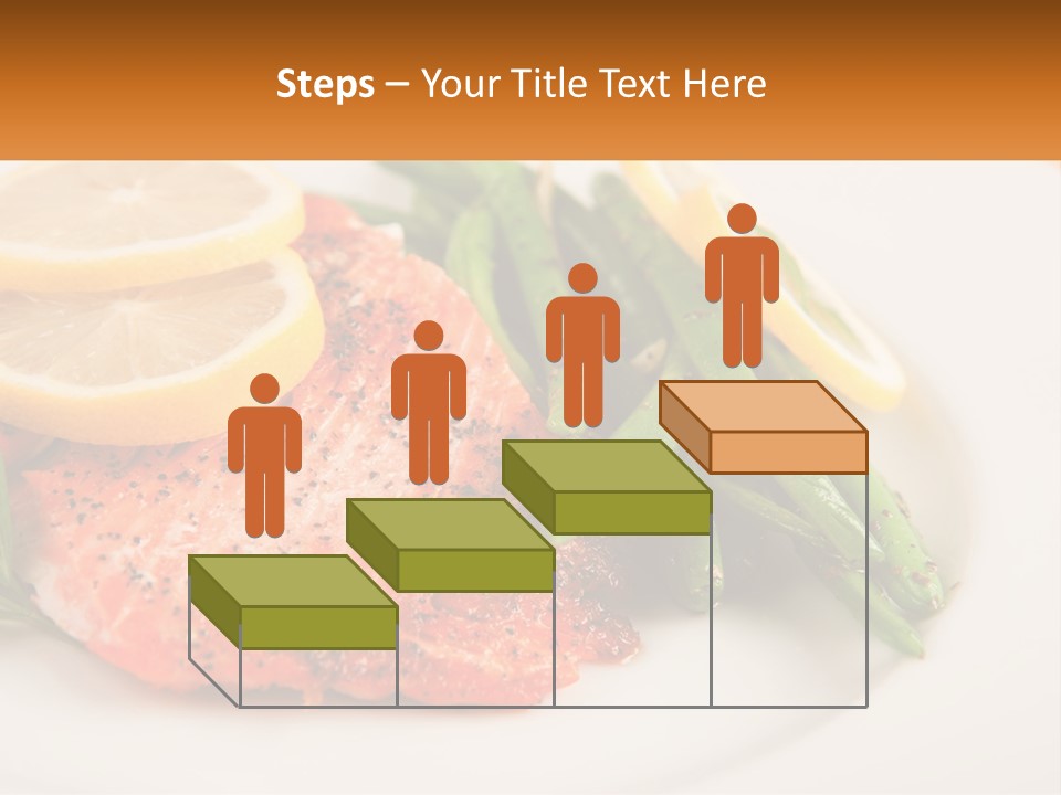 A Plate Of Salmon, Green Beans And Lemon Slices PowerPoint Template