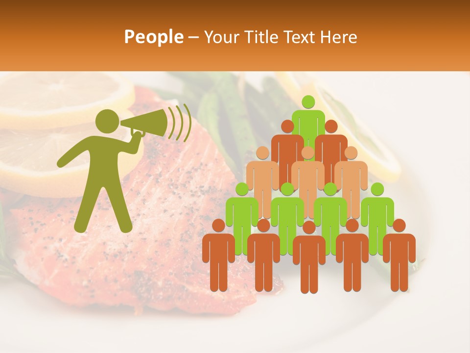 A Plate Of Salmon, Green Beans And Lemon Slices PowerPoint Template