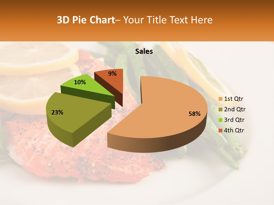 A Plate Of Salmon, Green Beans And Lemon Slices PowerPoint Template