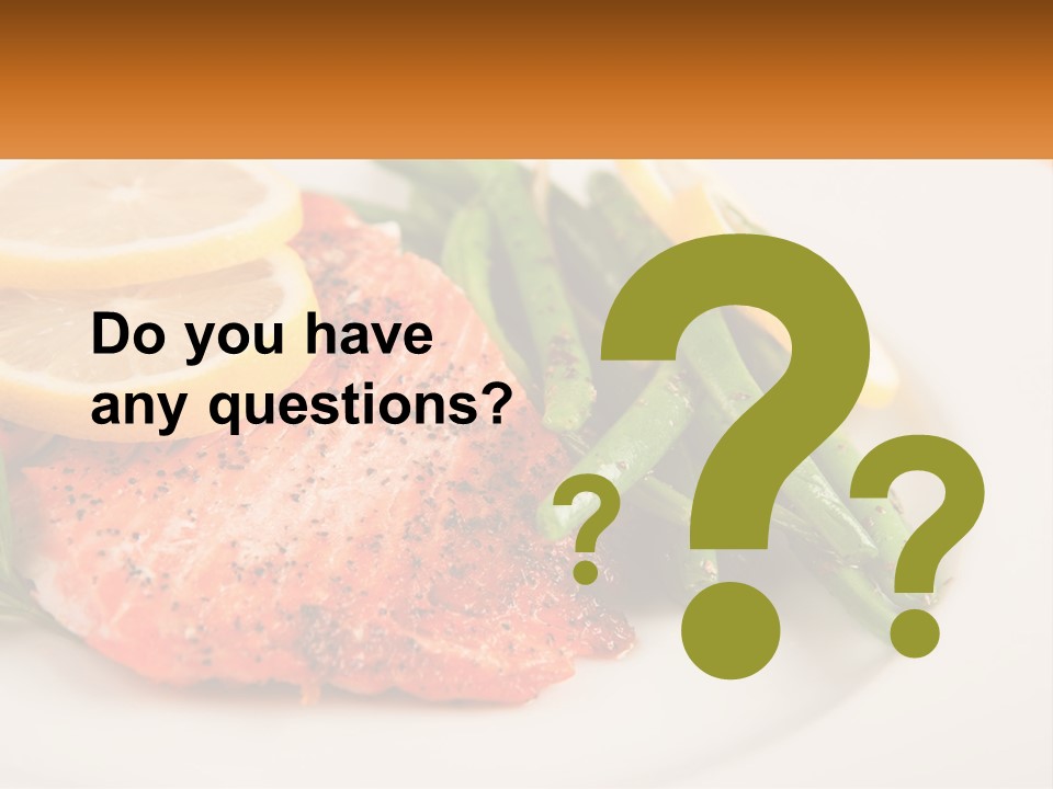 A Plate Of Salmon, Green Beans And Lemon Slices PowerPoint Template