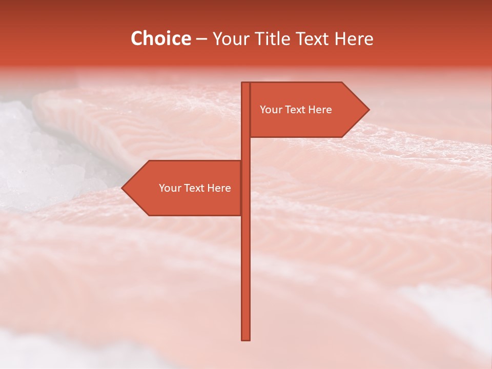 A Group Of Salmons Sitting On Top Of A Pile Of Ice PowerPoint Template