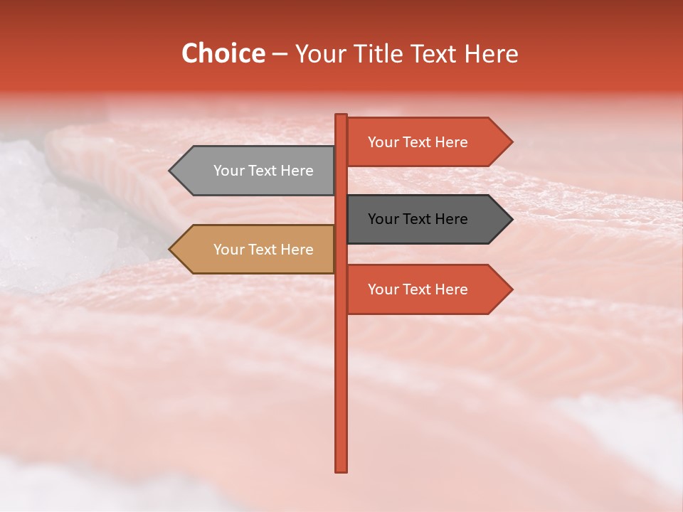 A Group Of Salmons Sitting On Top Of A Pile Of Ice PowerPoint Template
