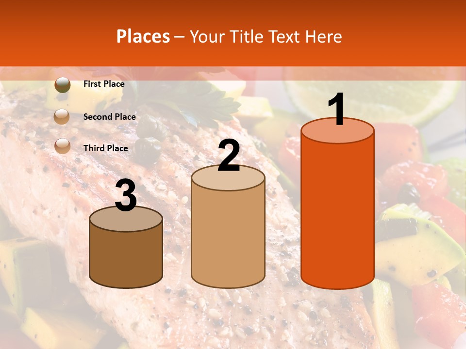 A Piece Of Salmon With Vegetables On A Plate PowerPoint Template