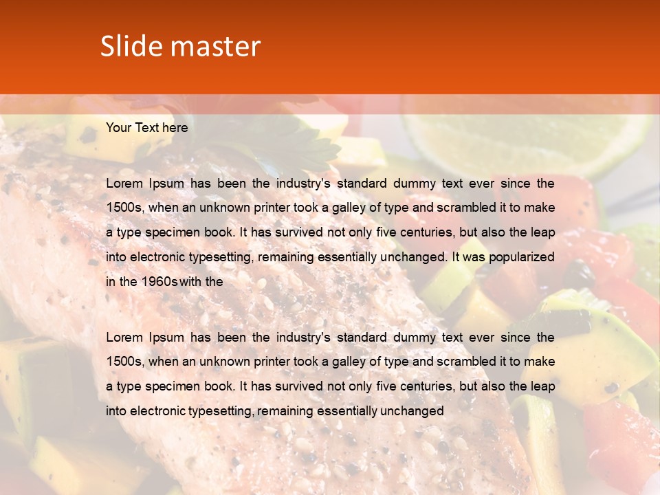 A Piece Of Salmon With Vegetables On A Plate PowerPoint Template