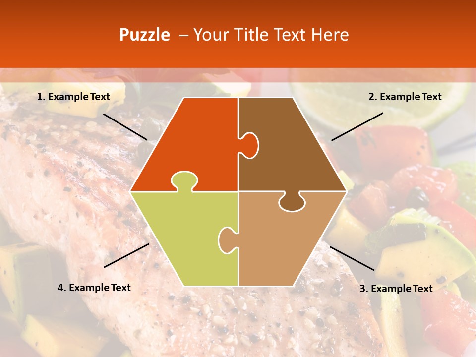 A Piece Of Salmon With Vegetables On A Plate PowerPoint Template