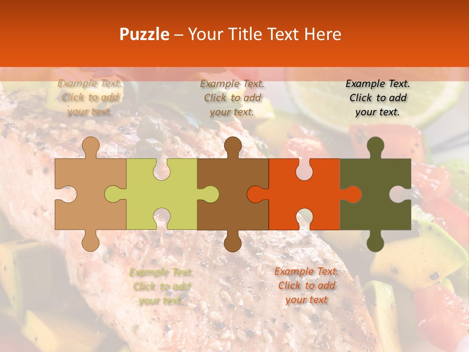 A Piece Of Salmon With Vegetables On A Plate PowerPoint Template