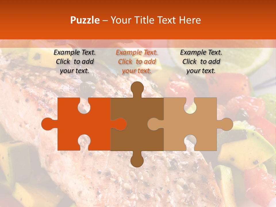 A Piece Of Salmon With Vegetables On A Plate PowerPoint Template