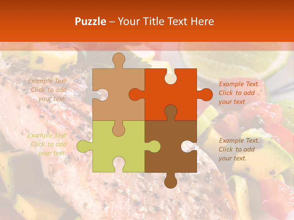 A Piece Of Salmon With Vegetables On A Plate PowerPoint Template