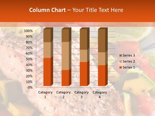 A Piece Of Salmon With Vegetables On A Plate PowerPoint Template
