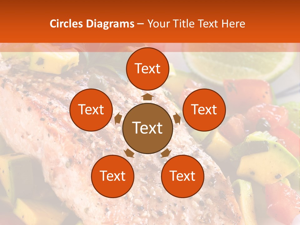 A Piece Of Salmon With Vegetables On A Plate PowerPoint Template