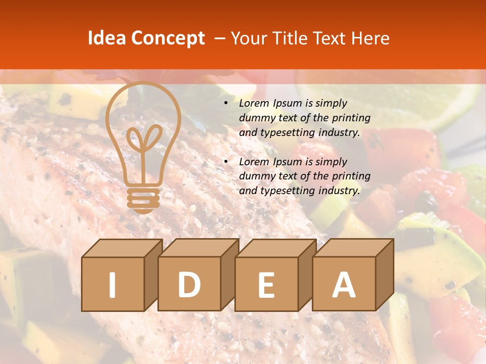 A Piece Of Salmon With Vegetables On A Plate PowerPoint Template