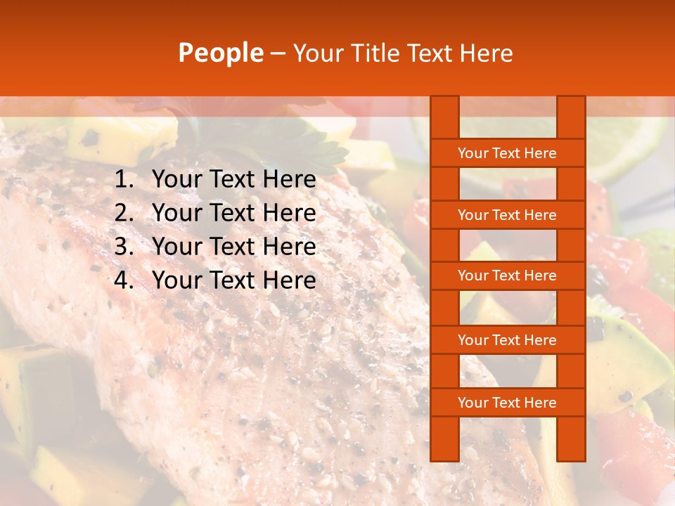 A Piece Of Salmon With Vegetables On A Plate PowerPoint Template