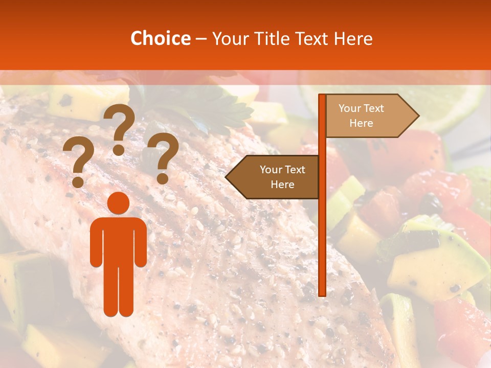A Piece Of Salmon With Vegetables On A Plate PowerPoint Template