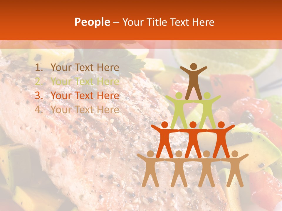 A Piece Of Salmon With Vegetables On A Plate PowerPoint Template