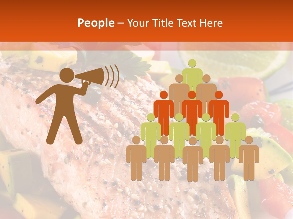 A Piece Of Salmon With Vegetables On A Plate PowerPoint Template