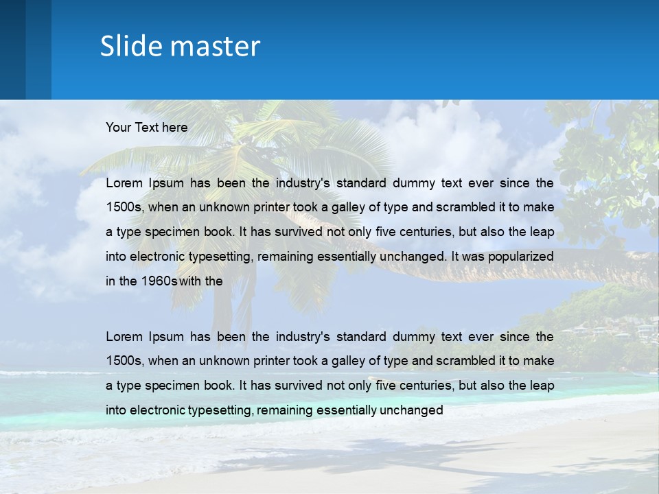 A Palm Tree On A Beach With A Boat In The Water PowerPoint Template