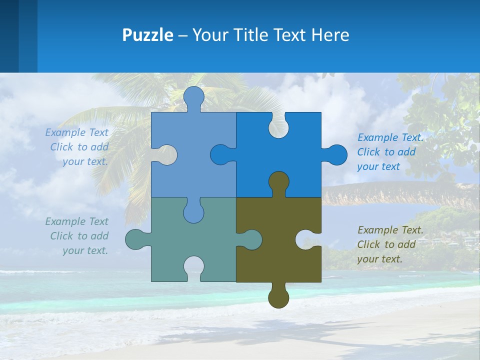 A Palm Tree On A Beach With A Boat In The Water PowerPoint Template