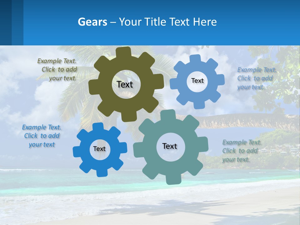 A Palm Tree On A Beach With A Boat In The Water PowerPoint Template