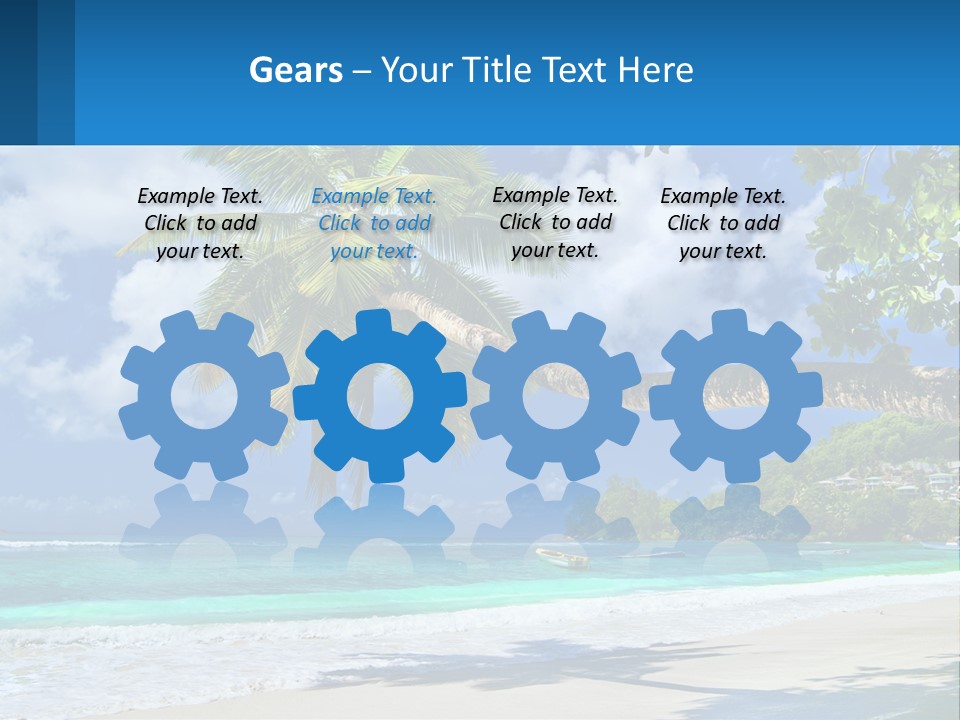 A Palm Tree On A Beach With A Boat In The Water PowerPoint Template