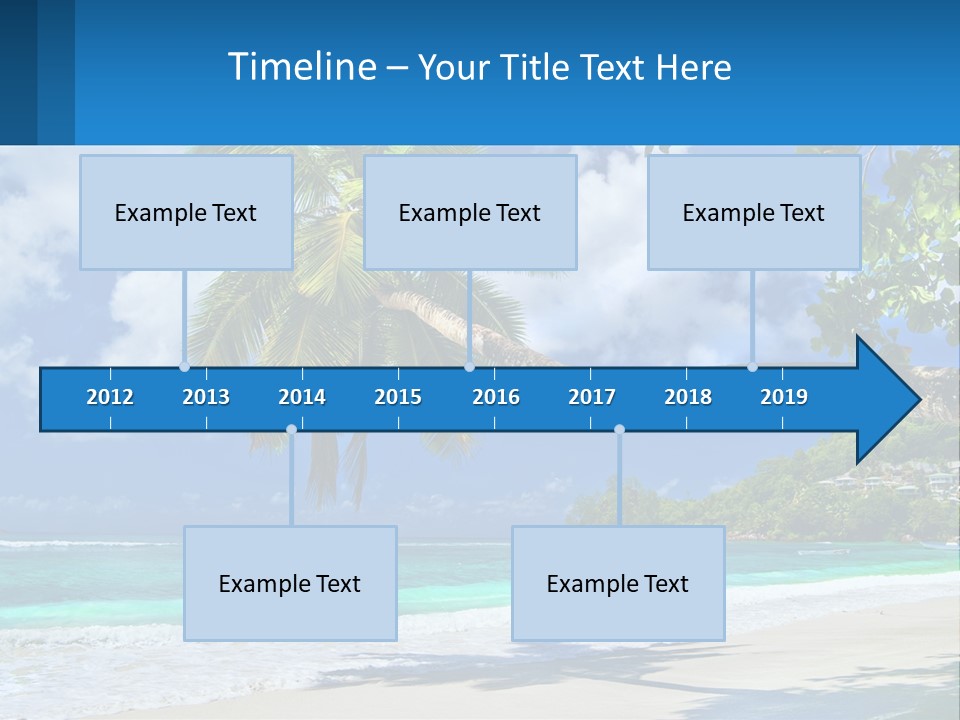 A Palm Tree On A Beach With A Boat In The Water PowerPoint Template