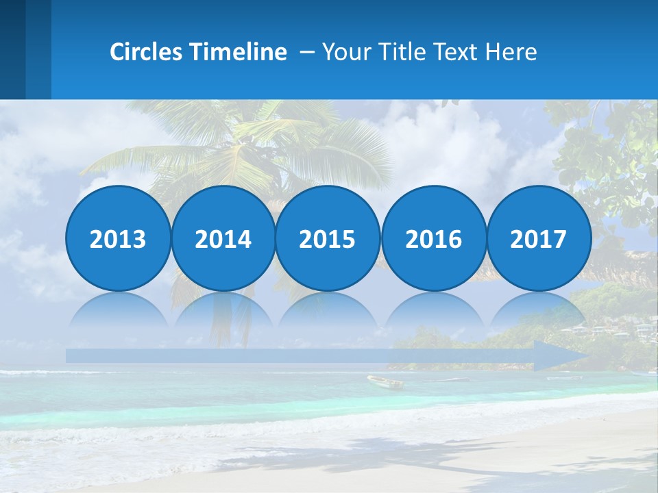 A Palm Tree On A Beach With A Boat In The Water PowerPoint Template