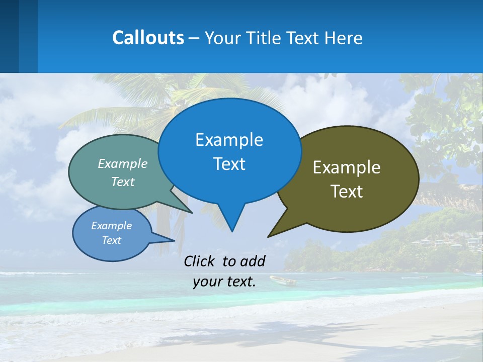 A Palm Tree On A Beach With A Boat In The Water PowerPoint Template