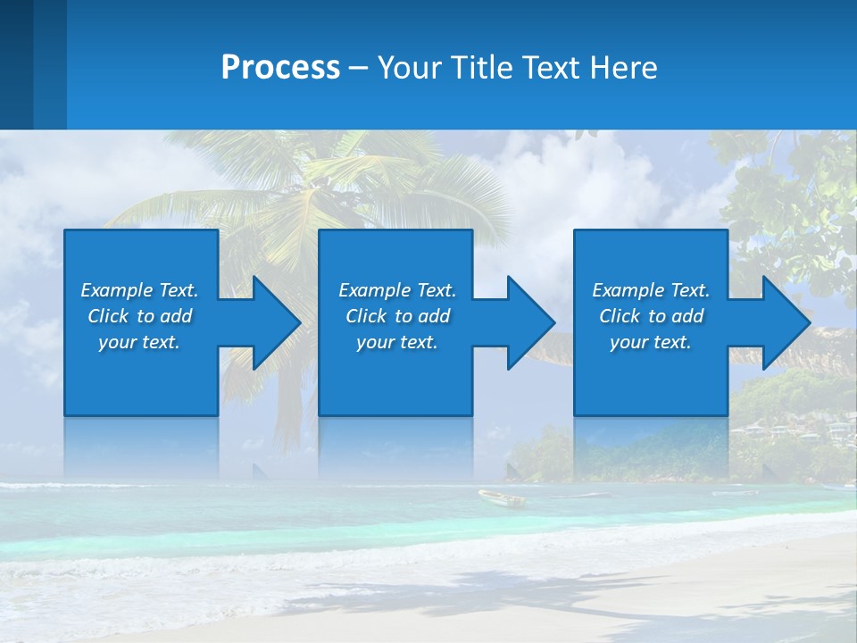 A Palm Tree On A Beach With A Boat In The Water PowerPoint Template