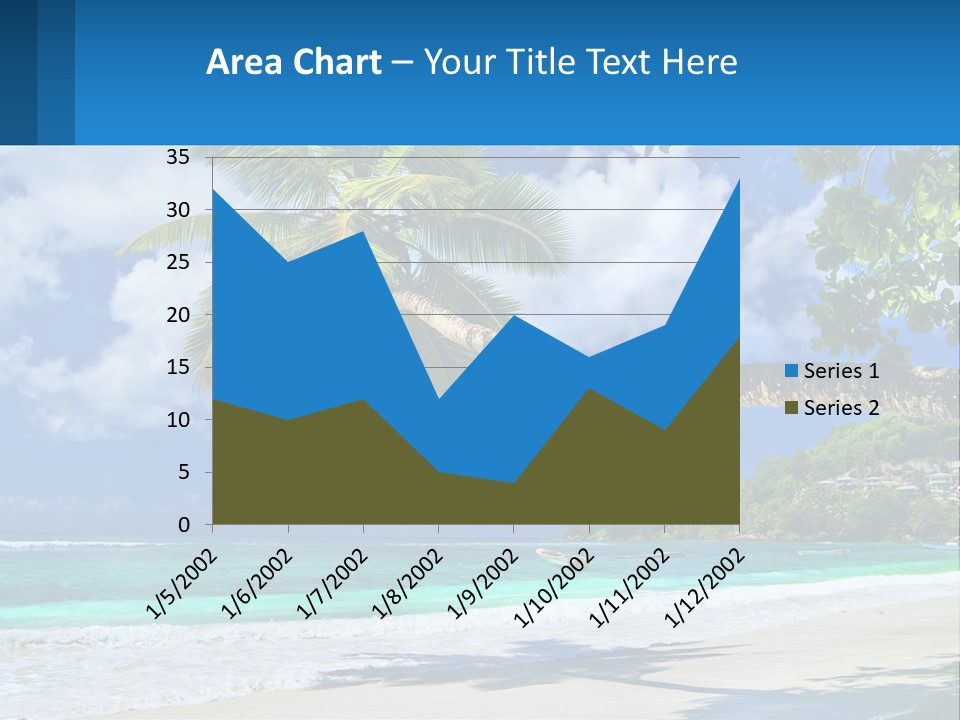 A Palm Tree On A Beach With A Boat In The Water PowerPoint Template
