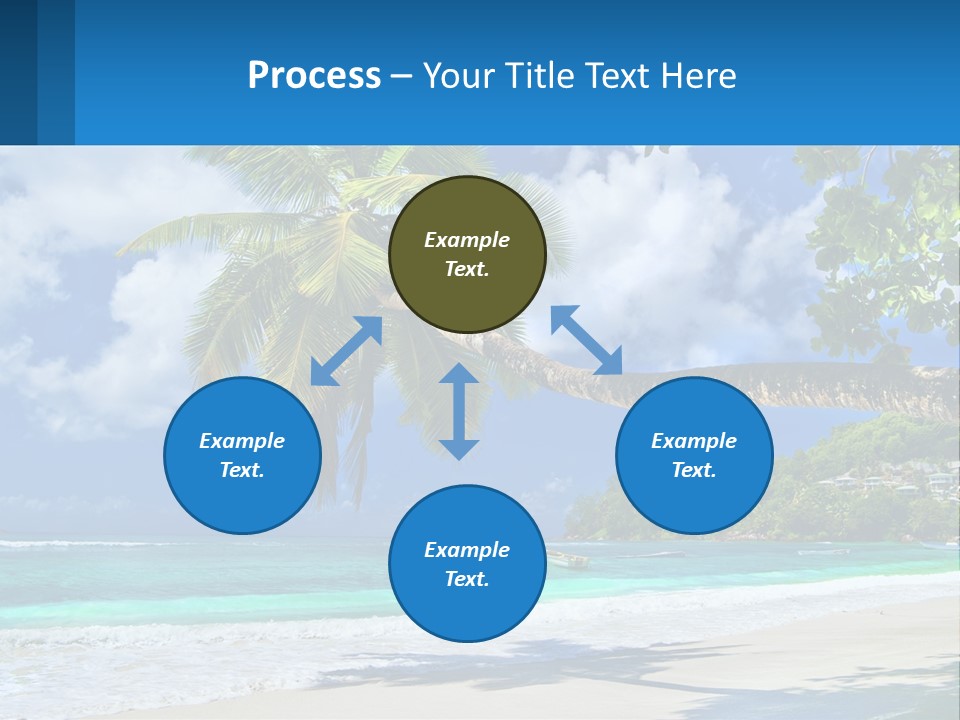 A Palm Tree On A Beach With A Boat In The Water PowerPoint Template