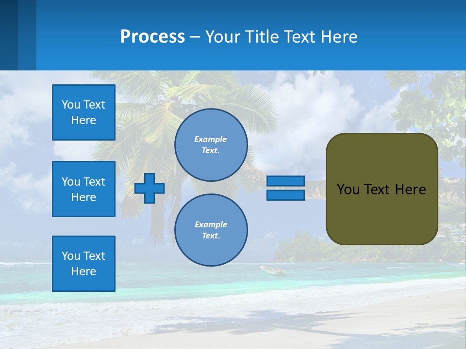 A Palm Tree On A Beach With A Boat In The Water PowerPoint Template