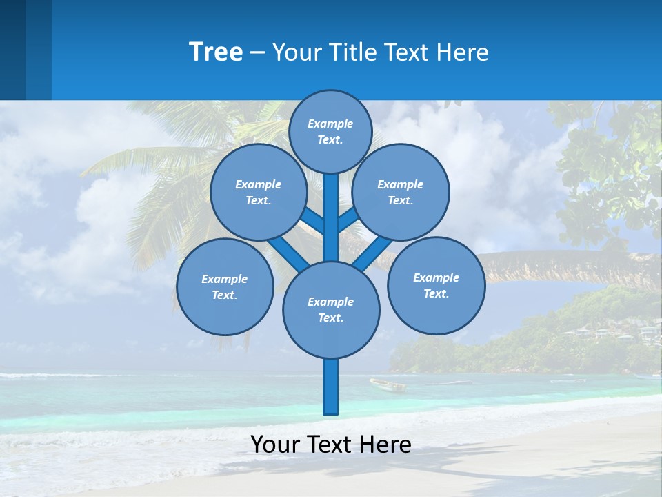 A Palm Tree On A Beach With A Boat In The Water PowerPoint Template