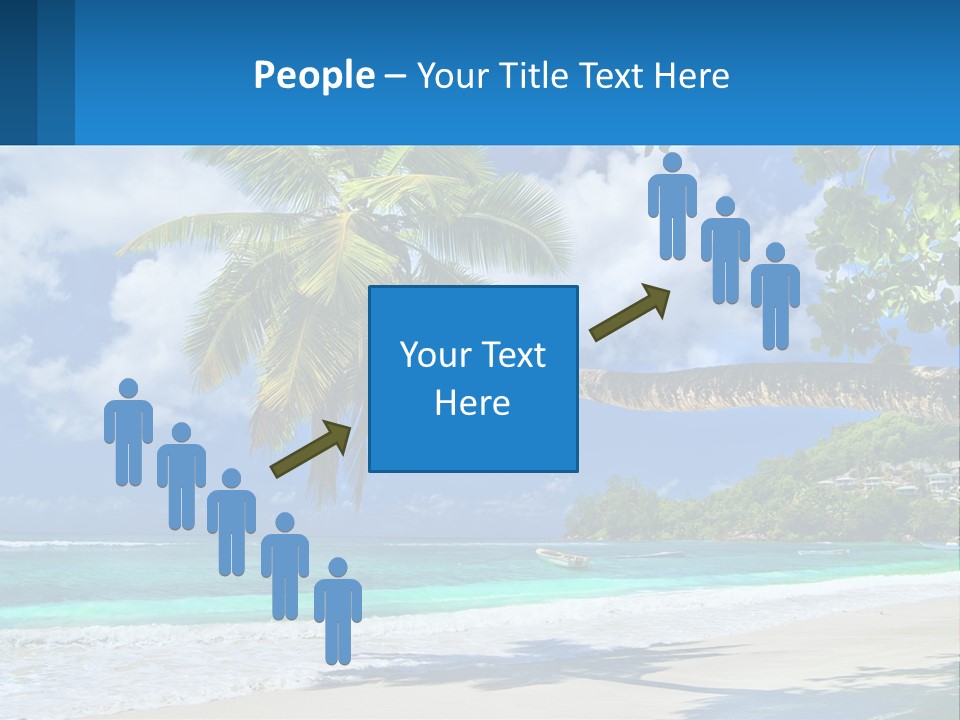 A Palm Tree On A Beach With A Boat In The Water PowerPoint Template