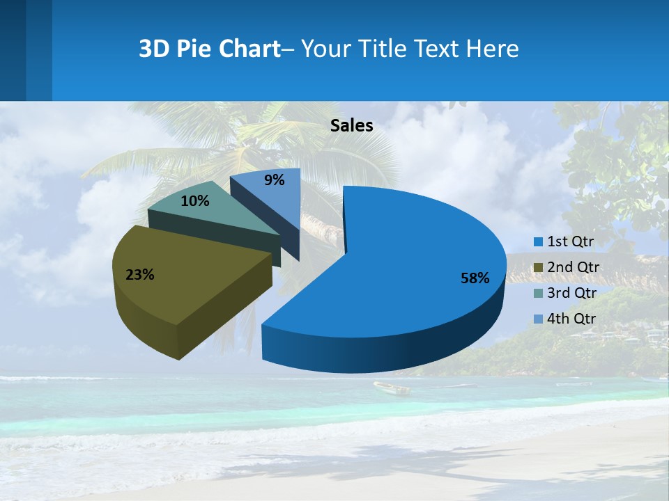 A Palm Tree On A Beach With A Boat In The Water PowerPoint Template