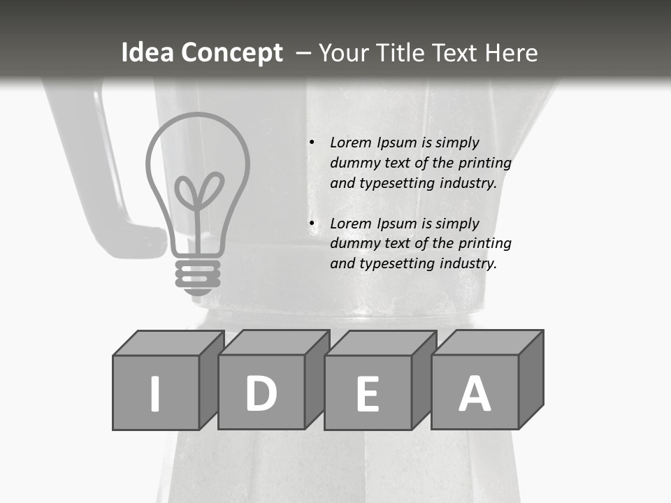 A Silver Coffee Pot With A Black Handle PowerPoint Template