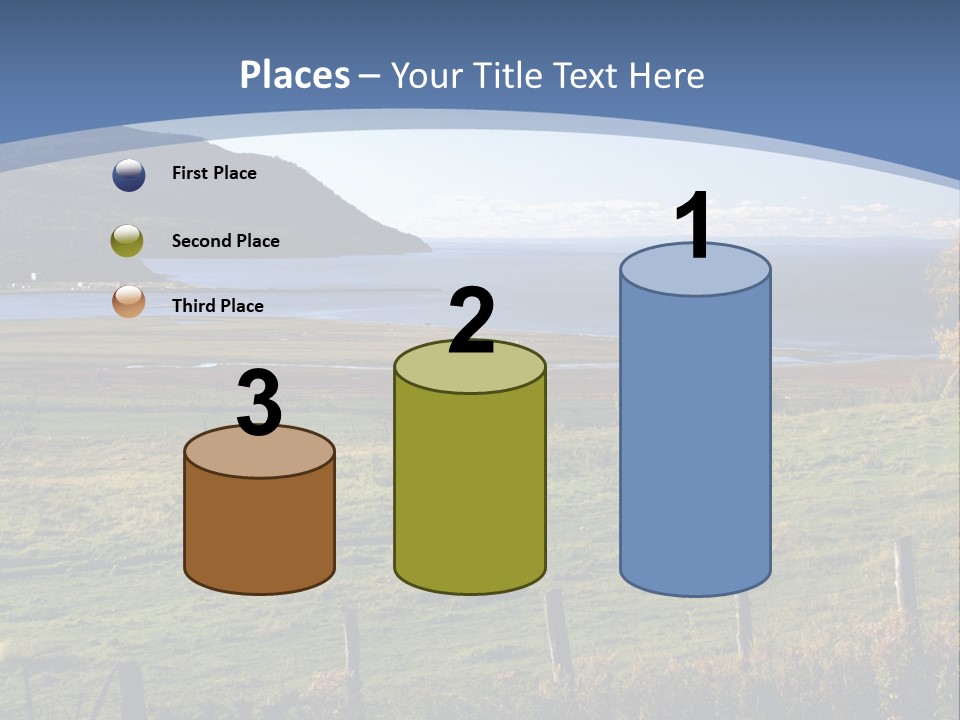 A Green Field With A Lake In The Background PowerPoint Template