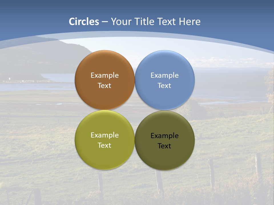 A Green Field With A Lake In The Background PowerPoint Template