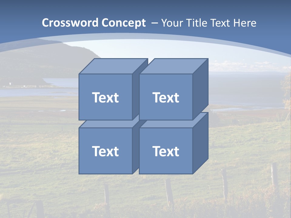 A Green Field With A Lake In The Background PowerPoint Template