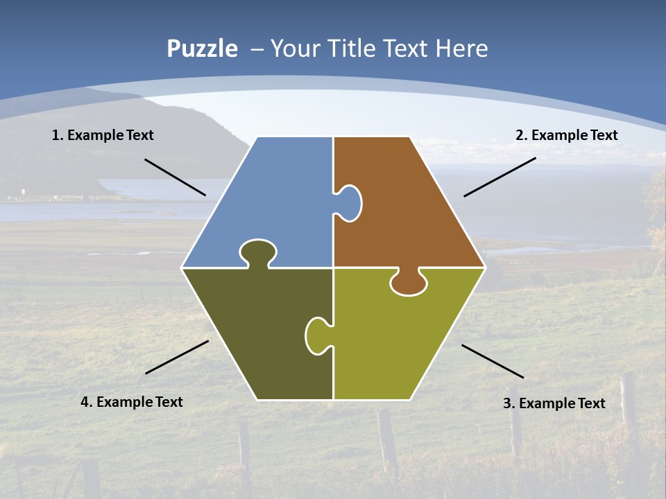 A Green Field With A Lake In The Background PowerPoint Template