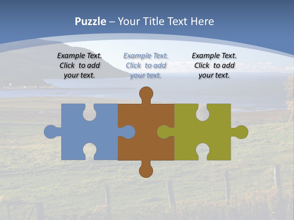 A Green Field With A Lake In The Background PowerPoint Template